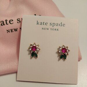 🎄kate spade "New Bloom" Flower Stud, Cloth Bag Earrings , New🎄
